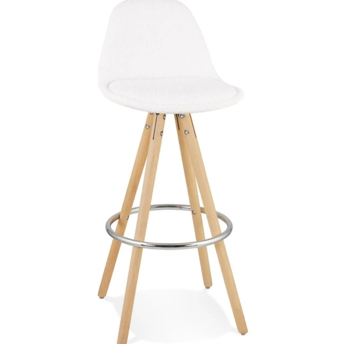 ALTEREGO Tabouret de bar 'FLORENCE' en tissu bouloché blanc style scandinave Sale
