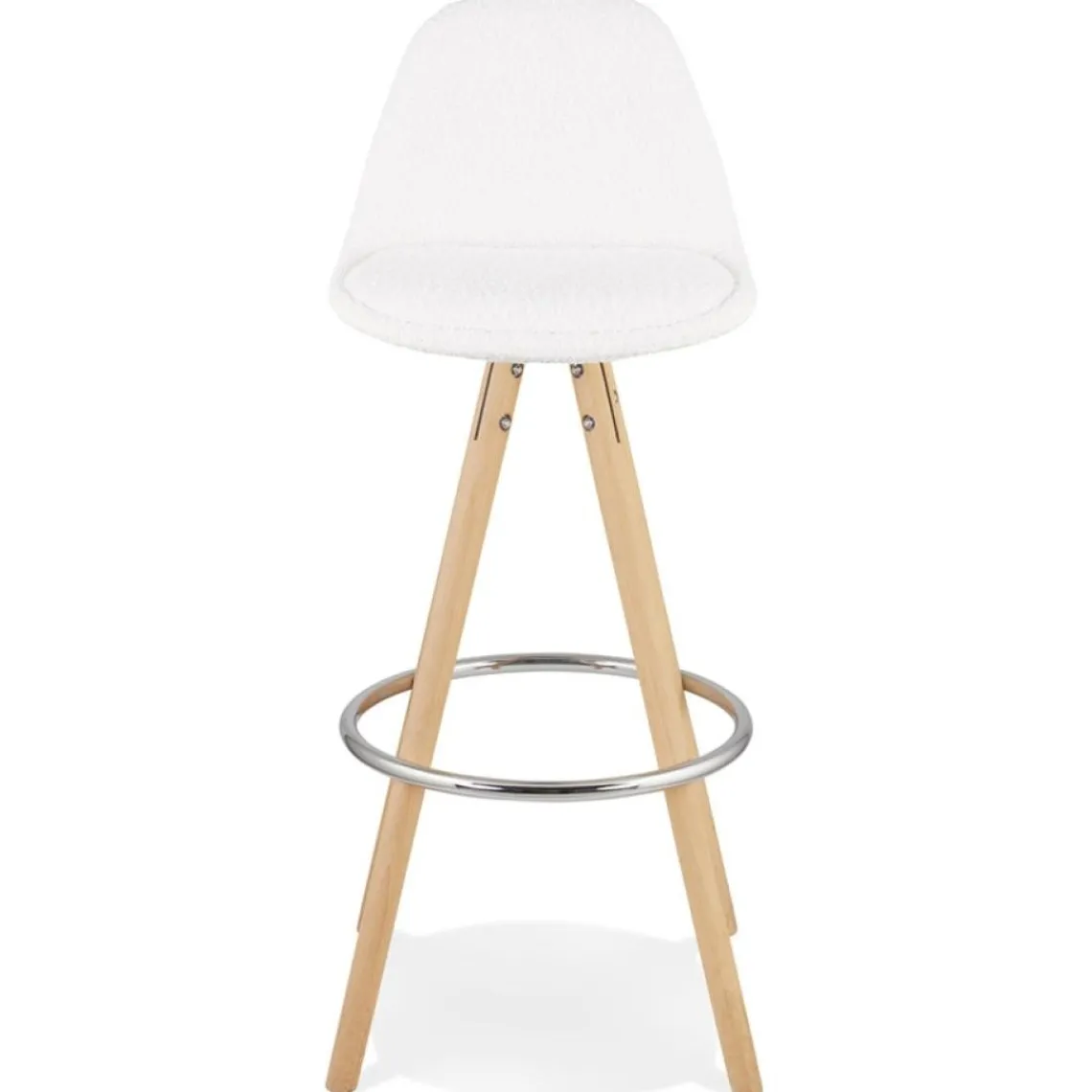 ALTEREGO Tabouret de bar 'FLORENCE' en tissu bouloché blanc style scandinave Sale