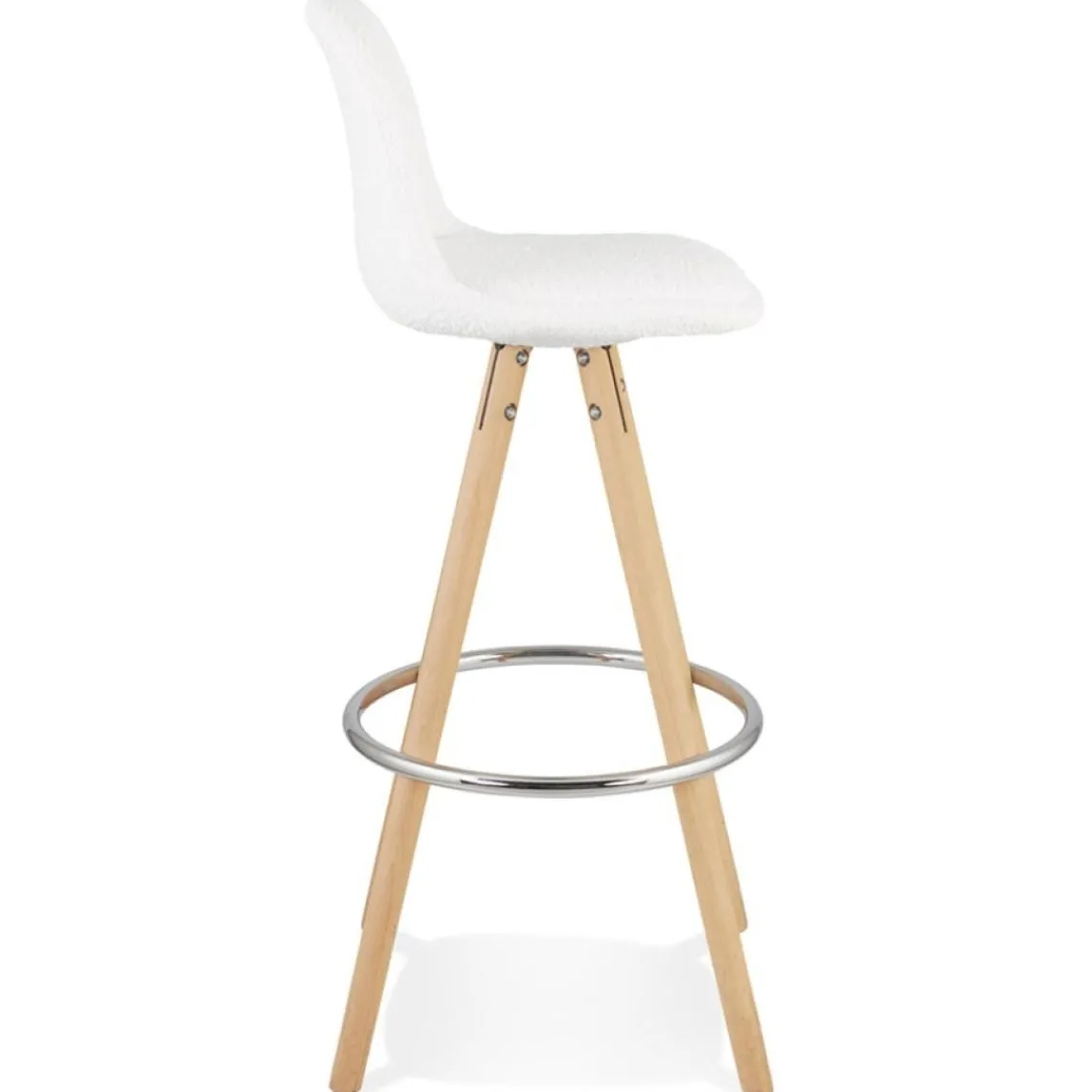 ALTEREGO Tabouret de bar 'FLORENCE' en tissu bouloché blanc style scandinave Sale