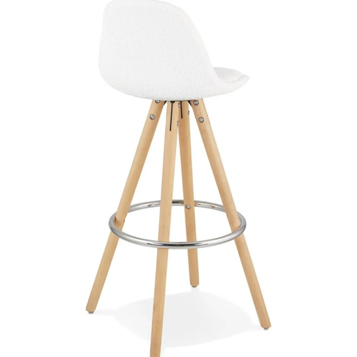 ALTEREGO Tabouret de bar 'FLORENCE' en tissu bouloché blanc style scandinave Sale