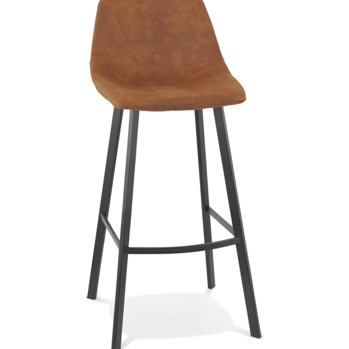 ALTEREGO Tabouret de bar 'FUJI' en microfibre brune avec pied en métal noir Clearance