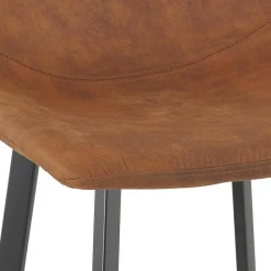 ALTEREGO Tabouret de bar 'FUJI' en microfibre brune avec pied en métal noir Clearance