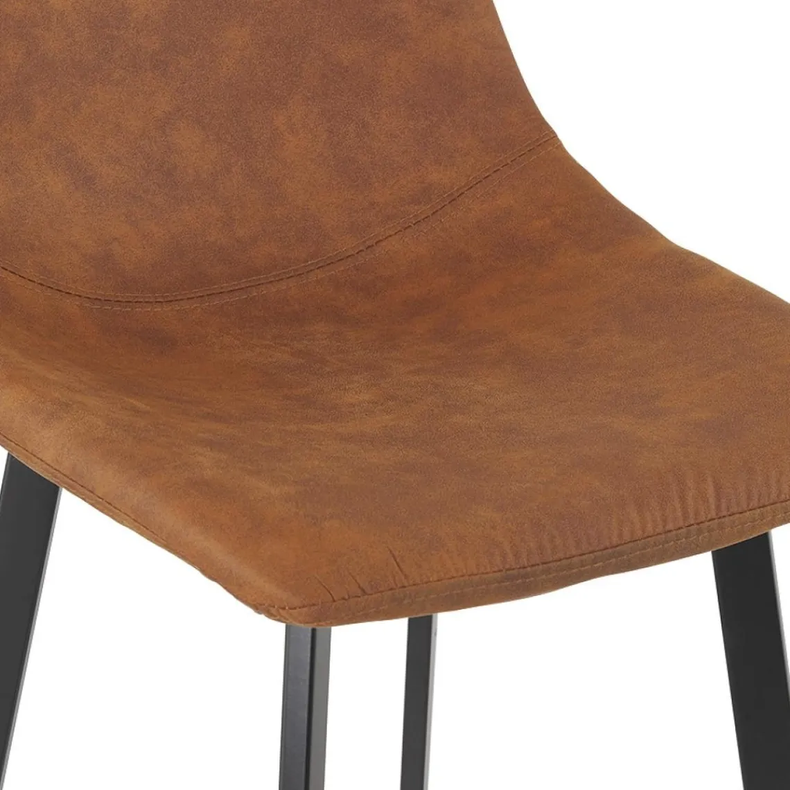ALTEREGO Tabouret de bar 'FUJI' en microfibre brune avec pied en métal noir Clearance