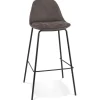 ALTEREGO Tabouret de bar 'GIRON' en microfibre gris foncé et pied en métal noir Clearance