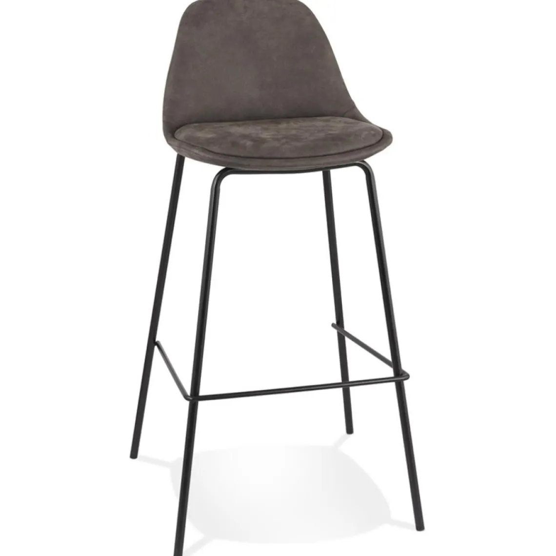 ALTEREGO Tabouret de bar 'GIRON' en microfibre gris foncé et pied en métal noir Clearance