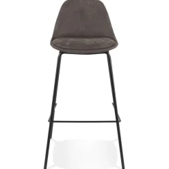 ALTEREGO Tabouret de bar 'GIRON' en microfibre gris foncé et pied en métal noir Clearance