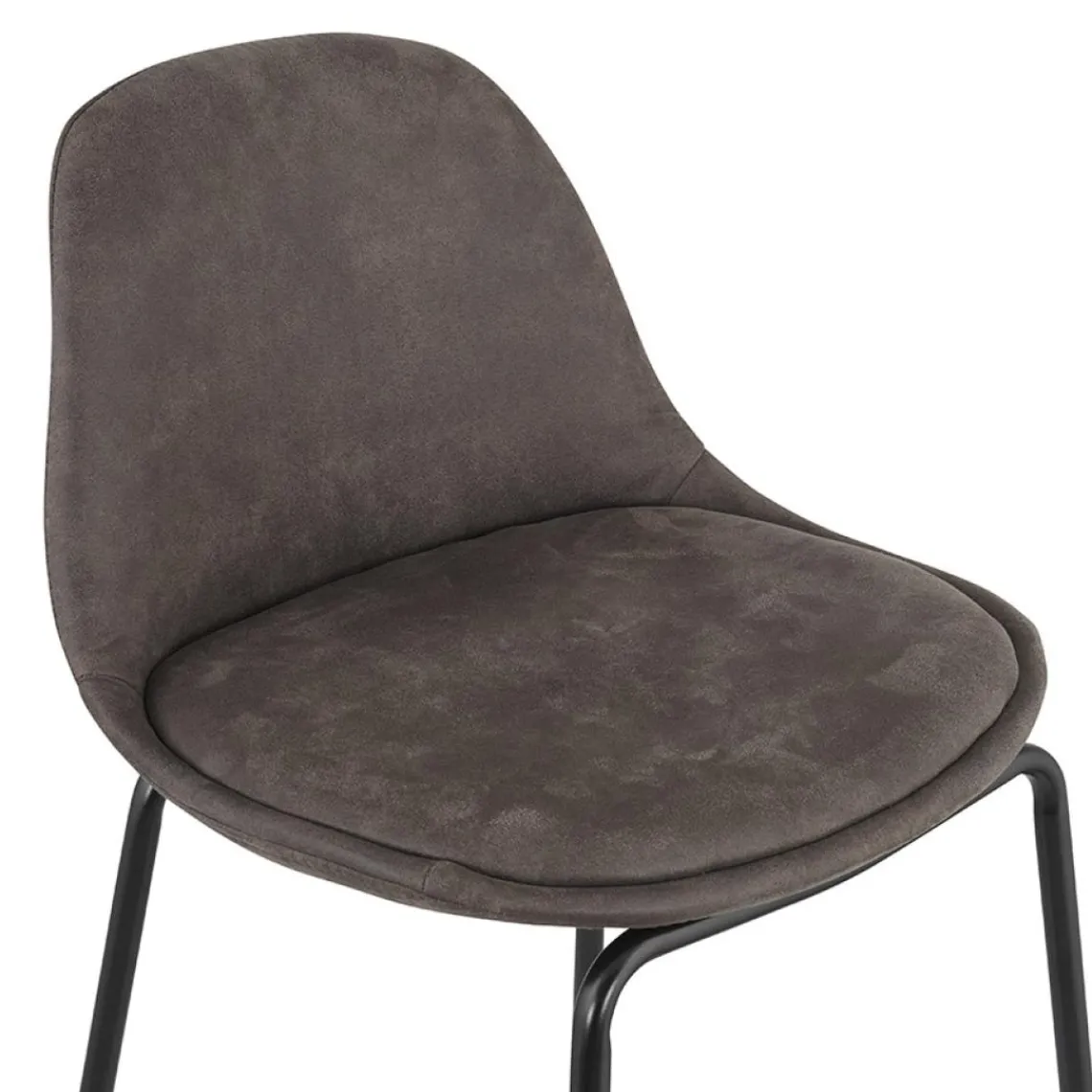 ALTEREGO Tabouret de bar 'GIRON' en microfibre gris foncé et pied en métal noir Clearance