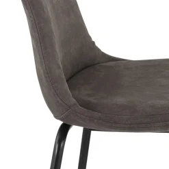 ALTEREGO Tabouret de bar 'GIRON' en microfibre gris foncé et pied en métal noir Clearance