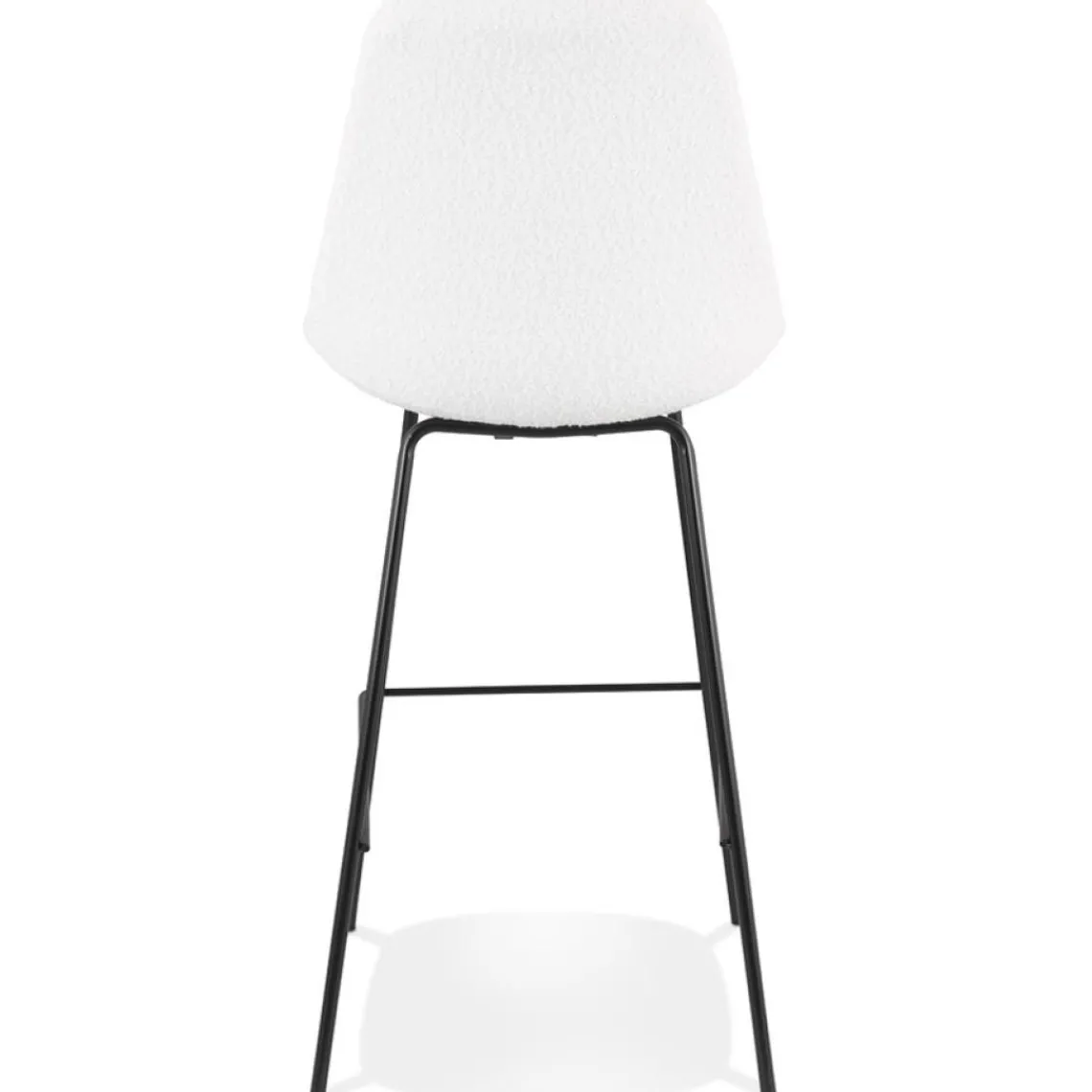 ALTEREGO Tabouret de bar 'LEONIE' en tissu bouloché blanc et pied en métal noir