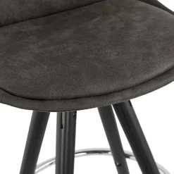 ALTEREGO Tabouret de bar 'MARKA' en microfibre grise et pieds en bois noir