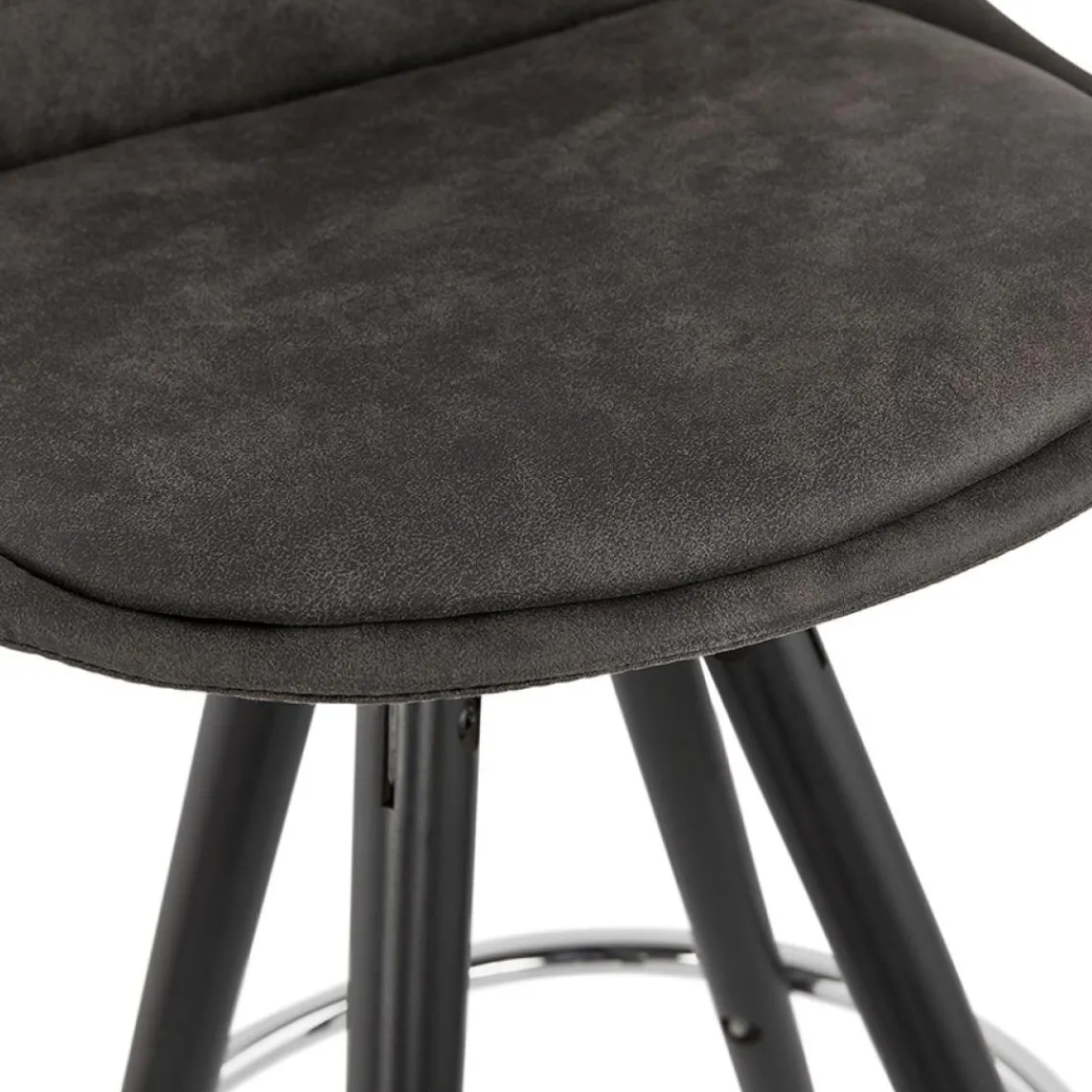 ALTEREGO Tabouret de bar 'MARKA' en microfibre grise et pieds en bois noir