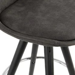 ALTEREGO Tabouret de bar 'MARKA' en microfibre grise et pieds en bois noir