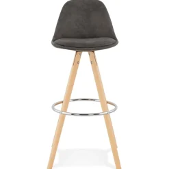 ALTEREGO Tabouret de bar 'MARKA' en microfibre grise et pieds en bois naturel Discount