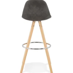 ALTEREGO Tabouret de bar 'MARKA' en microfibre grise et pieds en bois naturel Discount