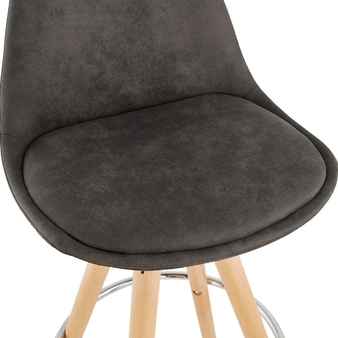 ALTEREGO Tabouret de bar 'MARKA' en microfibre grise et pieds en bois naturel Discount