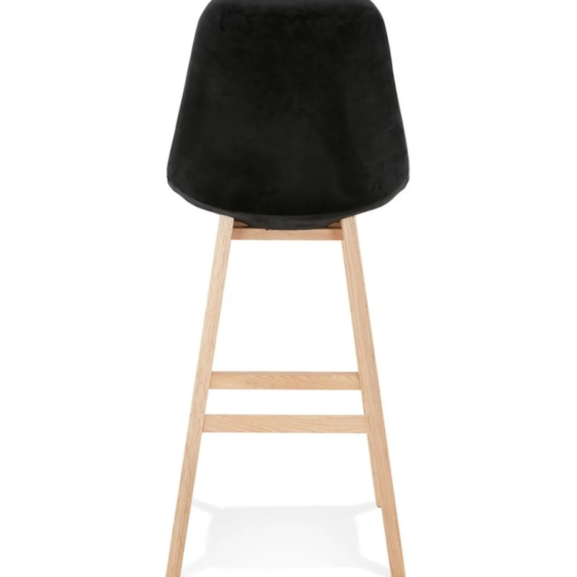 ALTEREGO Tabouret de bar 'MORISS' en velours noir et pieds en bois naturel