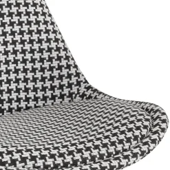 ALTEREGO Tabouret de bar 'MORISS' en tissu pied de poule et pieds en bois naturel Outlet