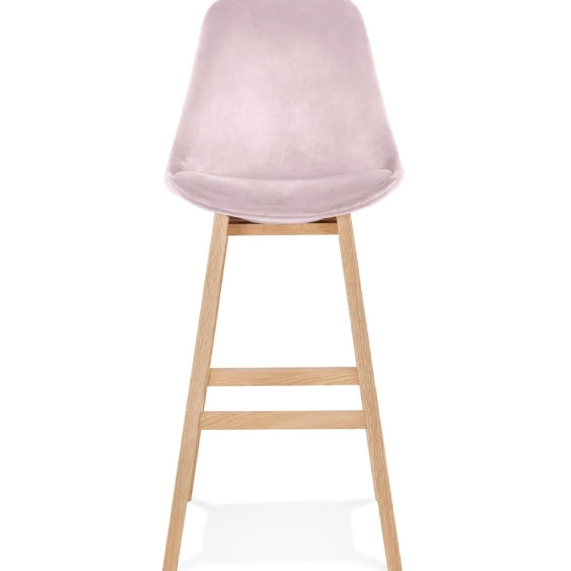 ALTEREGO Tabouret de bar 'MORISS' en velours rose et pieds en bois naturel Clearance