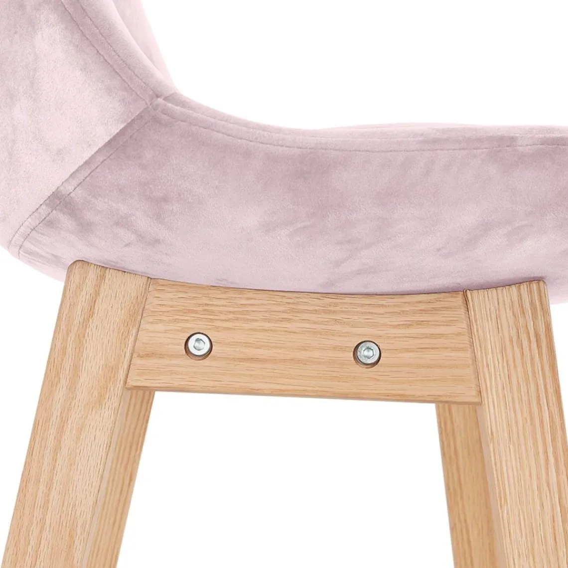 ALTEREGO Tabouret de bar 'MORISS' en velours rose et pieds en bois naturel Clearance