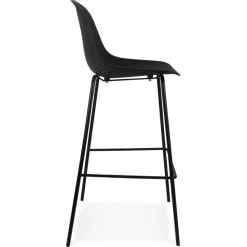 ALTEREGO Tabouret de bar perforé 'LOKI' noir intérieur et extérieur Best