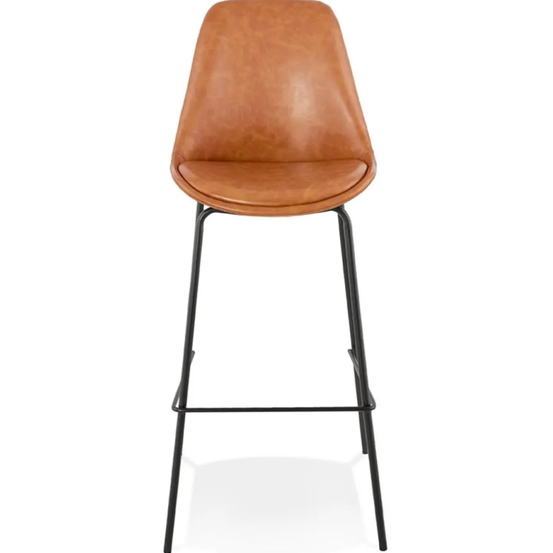 ALTEREGO Tabouret de bar 'RITUAL' en matière synthétique brune et pied en métal noir Sale