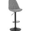 ALTEREGO Tabouret réglable 'MIKE' en tissu pied de poule et pied noir Clearance
