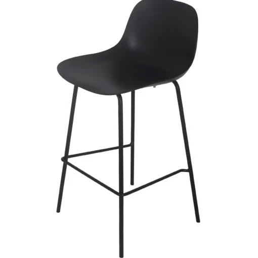 ALTEREGO Tabouret snack mi-hauteur 'GRANO MINI' noir intérieur et extérieur Sale
