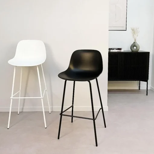 ALTEREGO Tabouret snack mi-hauteur 'GRANO MINI' noir intérieur et extérieur Sale