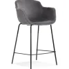 ALTEREGO Tabouret snack mi-hauteur 'LARISSA MINI' en velours gris Online