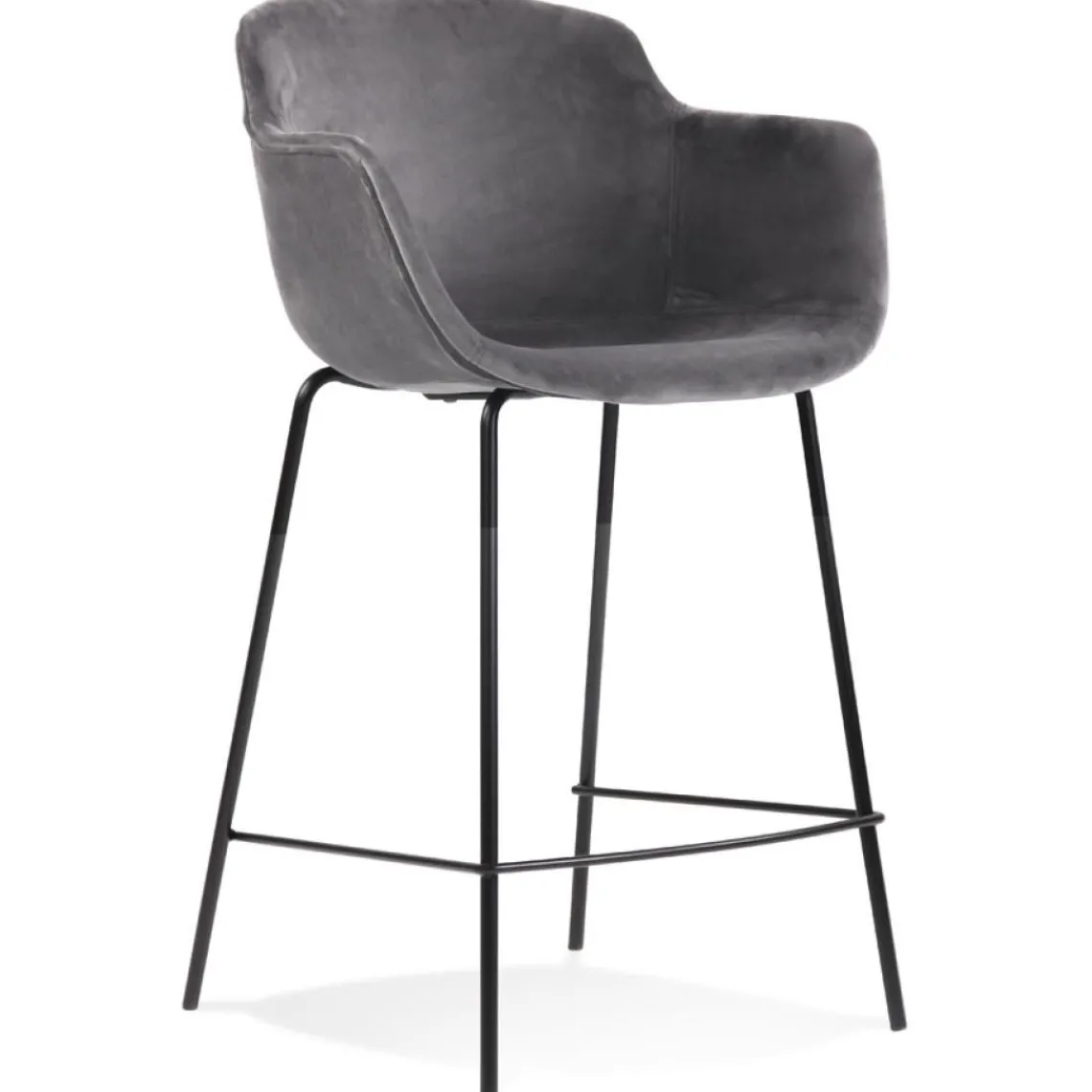 ALTEREGO Tabouret snack mi-hauteur 'LARISSA MINI' en velours gris Online