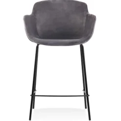 ALTEREGO Tabouret snack mi-hauteur 'LARISSA MINI' en velours gris Online