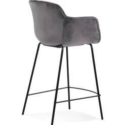 ALTEREGO Tabouret snack mi-hauteur 'LARISSA MINI' en velours gris Online