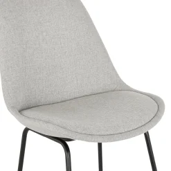 ALTEREGO Tabouret snack mi-hauteur 'RIGO MINI' en tissu gris et pieds en métal noir Outlet