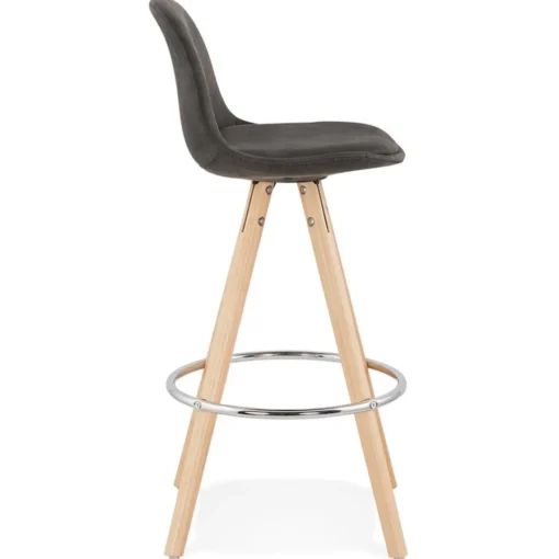 ALTEREGO Tabouret snack mi-hauteur 'MARKA MINI' en microfibre grise et pieds en bois naturel Online