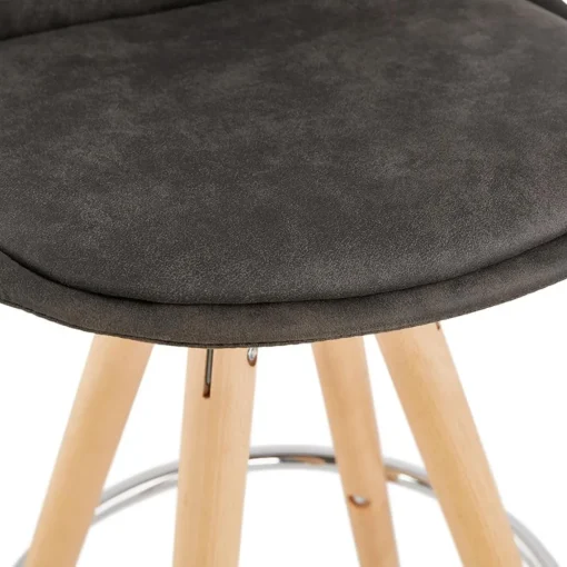 ALTEREGO Tabouret snack mi-hauteur 'MARKA MINI' en microfibre grise et pieds en bois naturel Online