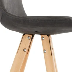 ALTEREGO Tabouret snack mi-hauteur 'MARKA MINI' en microfibre grise et pieds en bois naturel Online