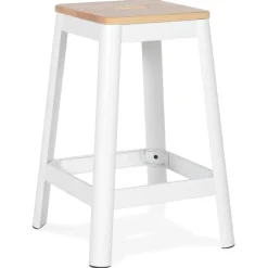 ALTEREGO Tabouret snack mi-hauteur 'LIDYA MINI' blanc style industriel Clearance
