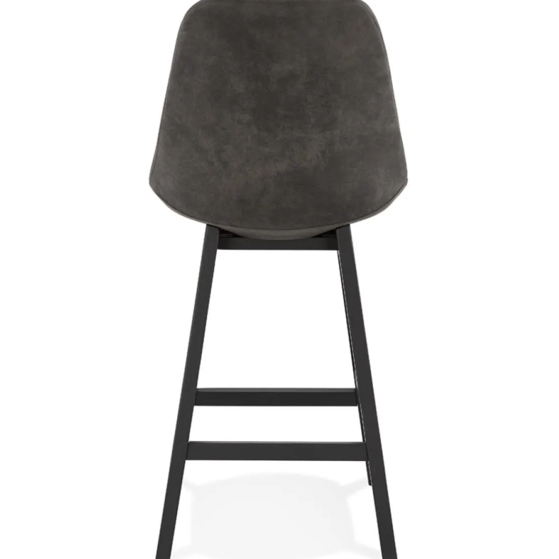 ALTEREGO Tabouret snack mi-hauteur 'ASPEN MINI' en microfibre grise et pieds en bois noir