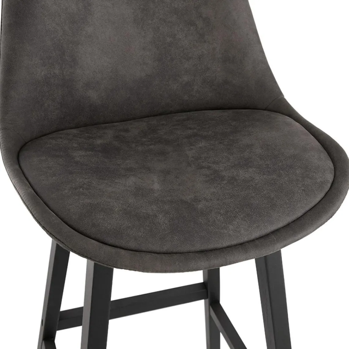 ALTEREGO Tabouret snack mi-hauteur 'ASPEN MINI' en microfibre grise et pieds en bois noir