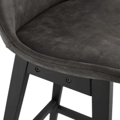 ALTEREGO Tabouret snack mi-hauteur 'ASPEN MINI' en microfibre grise et pieds en bois noir