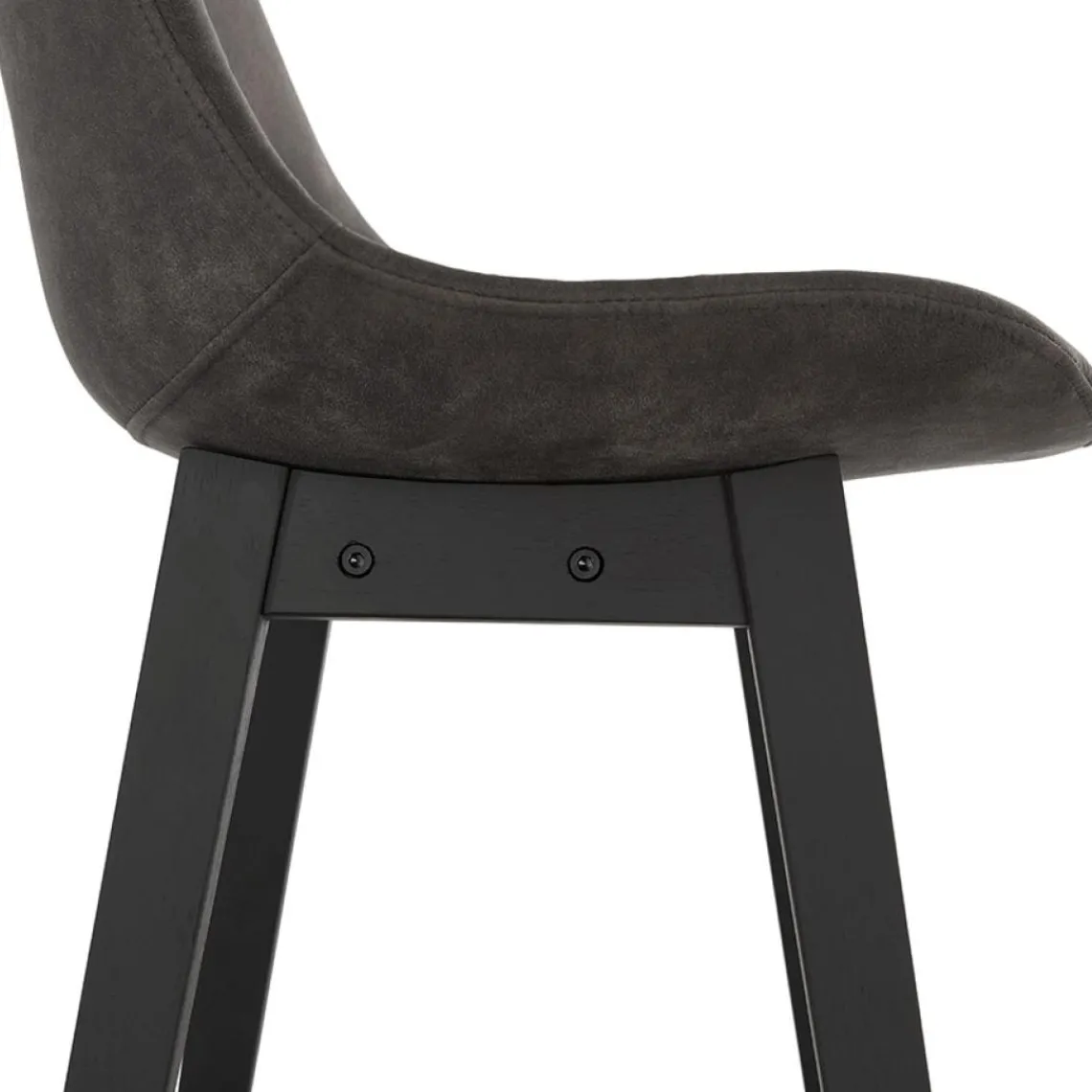 ALTEREGO Tabouret snack mi-hauteur 'ASPEN MINI' en microfibre grise et pieds en bois noir