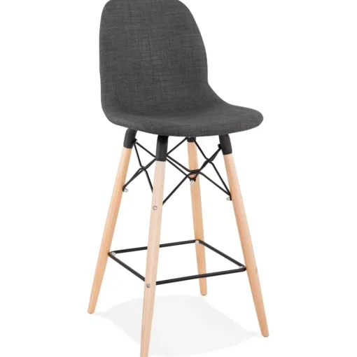 ALTEREGO Tabouret snack mi-hauteur 'GALACTIK MINI' en tissu gris style scandinave