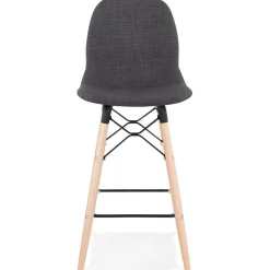 ALTEREGO Tabouret snack mi-hauteur 'GALACTIK MINI' en tissu gris style scandinave