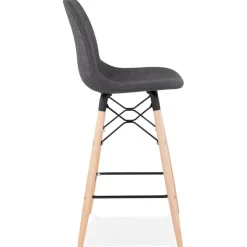 ALTEREGO Tabouret snack mi-hauteur 'GALACTIK MINI' en tissu gris style scandinave