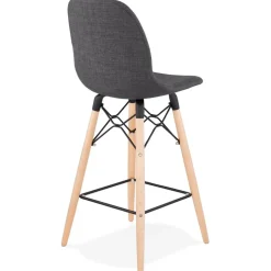 ALTEREGO Tabouret snack mi-hauteur 'GALACTIK MINI' en tissu gris style scandinave