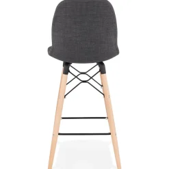 ALTEREGO Tabouret snack mi-hauteur 'GALACTIK MINI' en tissu gris style scandinave