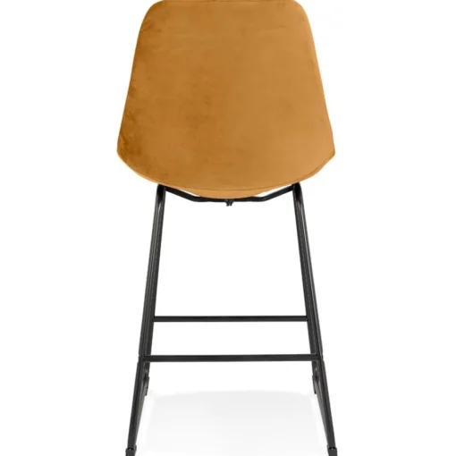 ALTEREGO Tabouret snack mi-hauteur 'BULLY MINI' en velours moutarde et pieds en métal noir Best