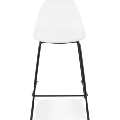 ALTEREGO Tabouret snack mi-hauteur 'PLUMAR MINI' en tissu bouclé blanc et pied en métal noir Discount