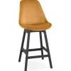 ALTEREGO Tabouret snack mi-hauteur 'MORISS MINI' en velours moutarde et pieds en bois noir Hot