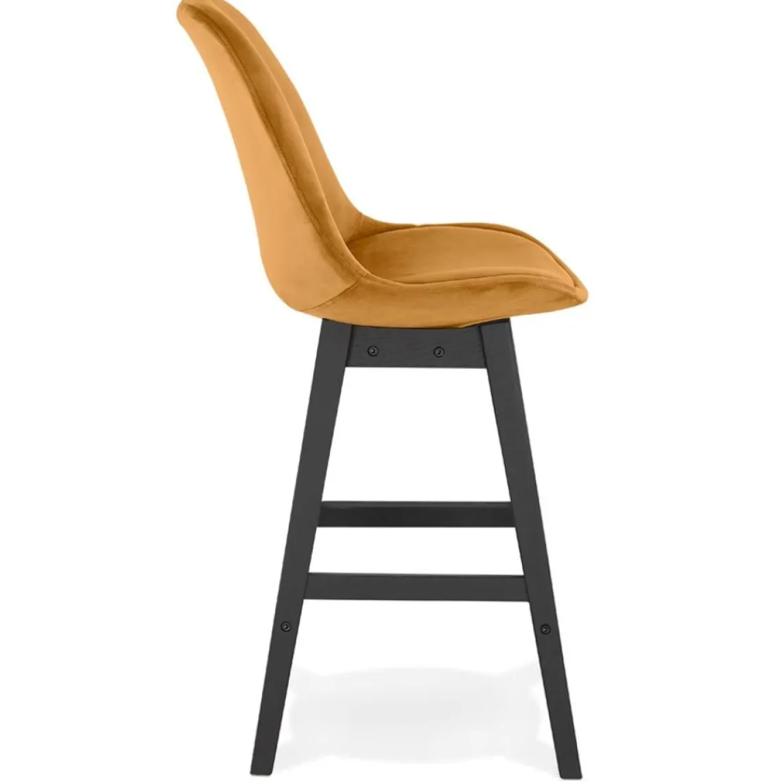 ALTEREGO Tabouret snack mi-hauteur 'MORISS MINI' en velours moutarde et pieds en bois noir Hot